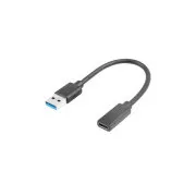 LANBERG Kabel USB-C (F) 3.1 do USB-A (M), 15 cm, črn