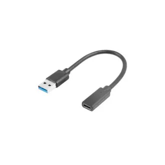 LANBERG Kabel USB-C (F) 3.1 do USB-A (M), 15 cm, črn