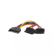 LANBERG Kabel SATA (M) do 2x SATA (F) 15cm, kotni