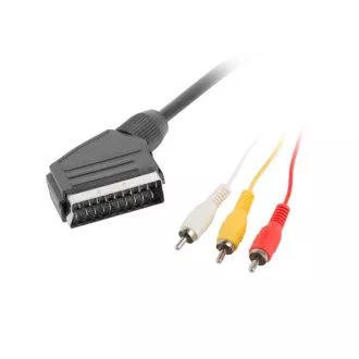 LANBERG kabel RCA (M) X3 do EURO (M) 1,8 m
