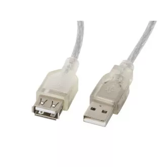 LANBERG USB-A M/F 2.0 kabel 5 m, prozoren