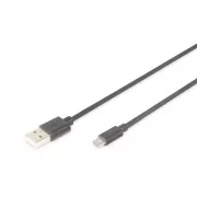Digitus USB 2.0 kabel USB A moški do USB micro B moški, 2x zaščiten, bakren, 1m