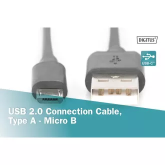 Digitus USB 2.0 kabel USB A moški do USB micro B moški, 2x zaščiten, bakren, 1m
