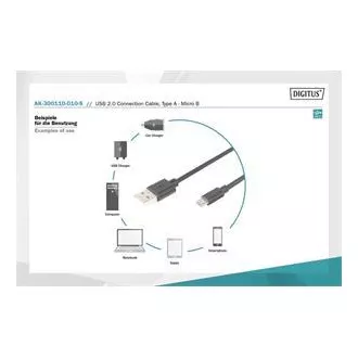 Digitus USB 2.0 kabel USB A moški do USB micro B moški, 2x zaščiten, bakren, 1m