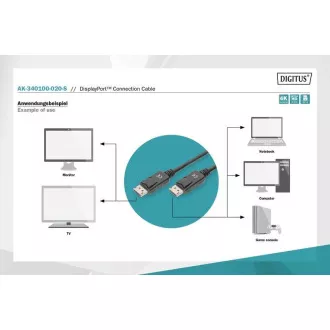 Digitus DisplayPort 1.2 priključni kabel, DP M/M, 2,0 m, z zaskočnikom, Ultra HD 4K, bl Digitus DisplayPort 1.2 priključni kabel, DP M/M, 2,0 m, z zaskočnikom, Ultra HD 4K, bl