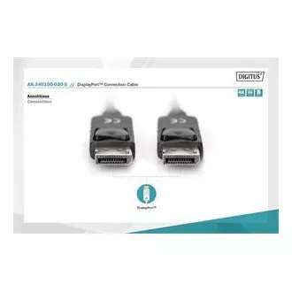 Digitus DisplayPort 1.2 priključni kabel, DP M/M, 2,0 m, z zaskočnikom, Ultra HD 4K, bl Digitus DisplayPort 1.2 priključni kabel, DP M/M, 2,0 m, z zaskočnikom, Ultra HD 4K, bl