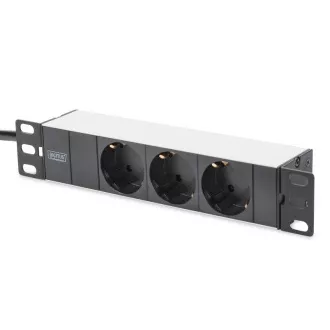 Digitus 1U aluminijasti PDU, 254 mm (10 ") montaža v stojalo, 3x varnostni zatič, 16A, 4000W, 250VAC 50/60 Hz Digitus 1U aluminijasti PDU, 254 mm (10 ") montaža v stojalo, 3x varnostni zatič, 16A, 4000W, 250VAC 50/60 Hz