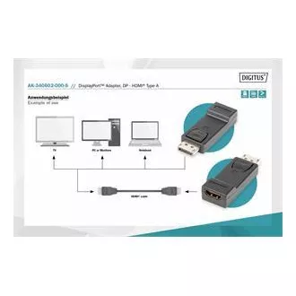 Digitus DisplayPort adapter, Displayport moški -> HDMI A ženski