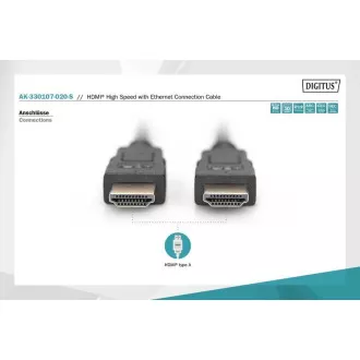 Digitus Hitri priključni kabel HDMI, tip A M/M, 2,0 m, Ultra HD 60p, zlat, bl