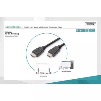 Digitus Hitri priključni kabel HDMI, tip A M/M, 2,0 m, Ultra HD 60p, zlat, bl