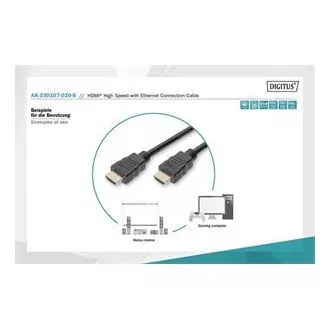 Digitus Hitri priključni kabel HDMI, tip A M/M, 2,0 m, Ultra HD 60p, zlat, bl