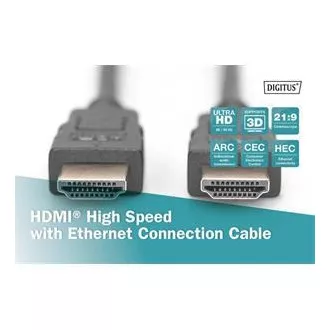 Digitus Hitri priključni kabel HDMI, tip A M/M, 2,0 m, Ultra HD 60p, zlat, bl