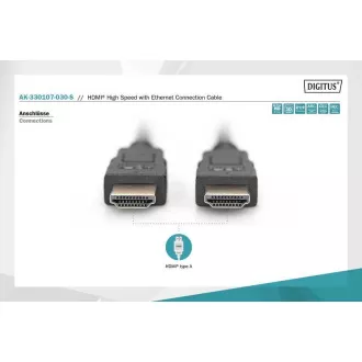 Digitus Hitri povezovalni kabel HDMI, tip A M/M, 3,0 m, Ultra HD 60p, zlat, bl Digitus Hitri povezovalni kabel HDMI, tip A M/M, 3,0 m, Ultra HD 60p, zlat, bl