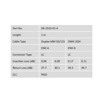 DIGITUS Optični vmesni kabel, od LC do LC, večmodni OM4 - 50/125 µ, dvostranski, dolžina 1 m DIGITUS Optični vmesni kabel, od LC do LC, večmodni OM4 - 50/125 µ, dvostranski, dolžina 1 m