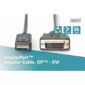 Digitus DisplayPort priključni kabel, DP/M- DVI (24 1)/M 2,0 m