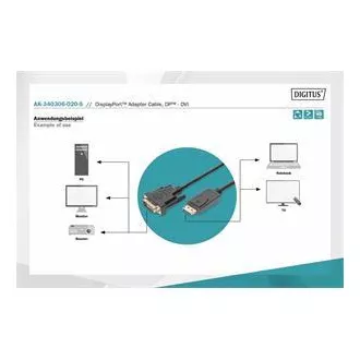 Digitus DisplayPort priključni kabel, DP/M- DVI (24 1)/M 2,0 m