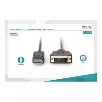 Digitus DisplayPort priključni kabel, DP/M- DVI (24 1)/M 2,0 m