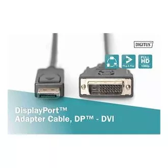 Digitus DisplayPort priključni kabel, DP/M- DVI (24 1)/M 2,0 m