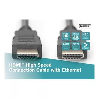 Digitus HDMI High Speed   Ethernet priključni kabel, 2x zaščiten, 3 m