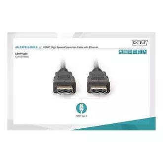 Digitus HDMI High Speed   Ethernet priključni kabel, 2x zaščiten, 3 m