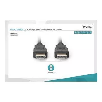 Digitus HDMI High Speed Ethernet priključni kabel, 2x zaščiten, 5 m Digitus HDMI High Speed Ethernet priključni kabel, 2x zaščiten, 5 m