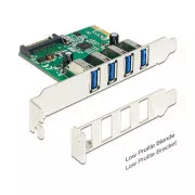 Delock PCI Express kartica > 4 x USB 3.0   nizek profil
