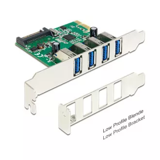 Delock PCI Express kartica > 4 x USB 3.0   nizek profil