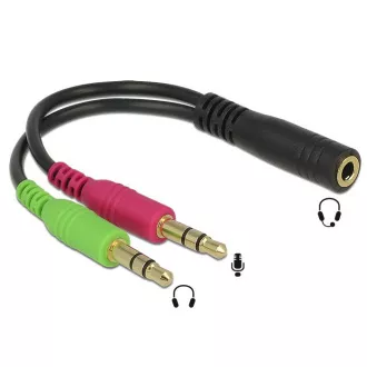 Delock adapter stereo jack 3,5 mm 4 pin ženske > 2 x stereo jack 3,5 mm 3 pin