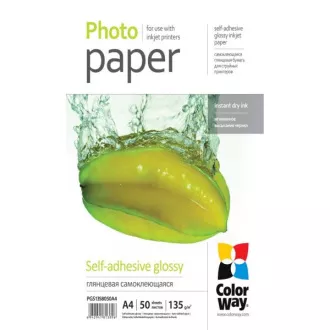 Fotopapir COLORWAY/ sijajni samolepilni 135g/m2, A4/ 50 kosov
