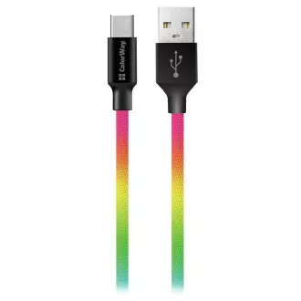 Colorway podatkovni kabel Usb /Type-C/ 1m/ 2,4A/ večbarvni