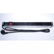 PremiumCord Napajalna plošča za 19" omaro 1U, 9xIEC (C13), 2 m kabla, stikalo