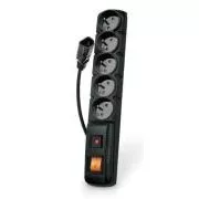Acar F5 IEC 3m kabel, 5 vtičnic, prenapetostna zaščita, C14 za UPS, črna