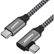 PremiumCord USB-C ukrivljen kabel ( USB 3.2 GEN 2x2, 5A, 100W, 20Gbit/s ) 0,5 m, aluminijasti pokrovčki priključkov, bombažna pletenica