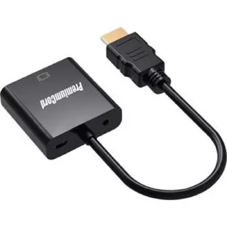 PremiumCord Pretvornik HDMI v VGA s 3,5-milimetrskim stereo priključkom - črn