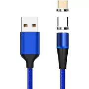PremiumCord Magnetni polnilni in podatkovni kabel micro USB in USB-C, 1 m, modri