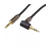PremiumCord HQ zaščiten kabel stereo Jack 3,5 mm - Jack 3,5 mm 90° ukrivljen 1,5 m