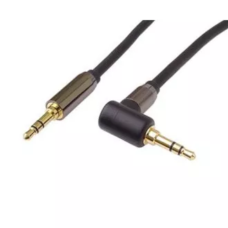 PremiumCord HQ zaščiten kabel stereo Jack 3,5 mm - Jack 3,5 mm 90° ukrivljen 1,5 m