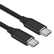PremiumCord Kabel USB-C M/M, 240W 480Mbps, črna bombažna pletenica, 1,5 m
