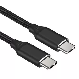PremiumCord Kabel USB-C M/M, 240W 480Mbps, črna bombažna pletenica, 1,5 m