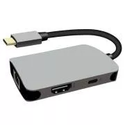 PremiumCord USB-C na HDMI   RJ45   PD adapter, aluminijasto ohišje
