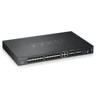 Zyxel XGS4600-32F, 32-vratni upravljani Gigabit stikalo Layer 3 , 24x Gigabit SFP   4x Gigabit z dvojno funkcionalnostjo (RJ45/SFP)   4x