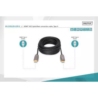 Digitus HDMI AOC hibridni optični kabel, tip A M/M, 10 m, UHD 8K@60Hz, CE, zlat, bl