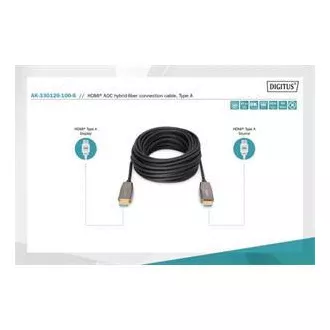 Digitus HDMI AOC hibridni optični kabel, tip A M/M, 10 m, UHD 8K@60Hz, CE, zlat, bl
