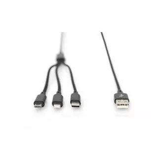 Polnilni kabel USB, 3 v 1 , USB A - Lightning mikro B Type-C 1m, kabel, bombaž, CE, bl