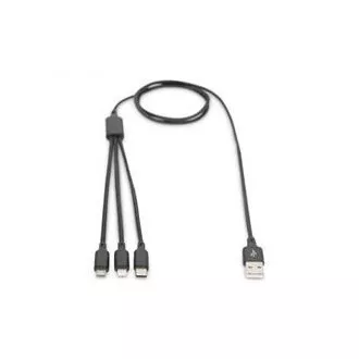 Polnilni kabel USB, 3 v 1 , USB A - Lightning mikro B Type-C 1m, kabel, bombaž, CE, bl