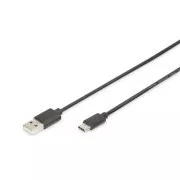 Digitus priključni kabel USB C na A 1,0 m, 3A, 480 MB, različica 2.0