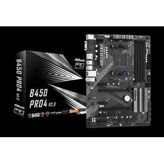 ASROCK MB B450 PRO4 R2.0 (AM4, amd B450, 4xDDR4 3200, 6xSATA3, 7.1, VGA HDMI DPort, USB3.1, ATX)
