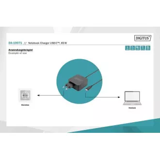 DIGITUS polnilec za prenosne računalnike USB-C Power 65W PD3.0 DIGITUS polnilec za prenosne računalnike USB-C Power 65W PD3.0