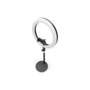 DIGITUS 10-palčna okrogla namizna svetilka LED s stojalom za stativ in držalom za pametni telefon, z možnostjo zatemnitve