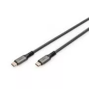 DIGITUS Povezovalni kabel USB 4, TypeC do TypeC, ohišje AL, PP oplet 4K@60Hz, PD3.0, 20Gbits/s, 3 m, bl.